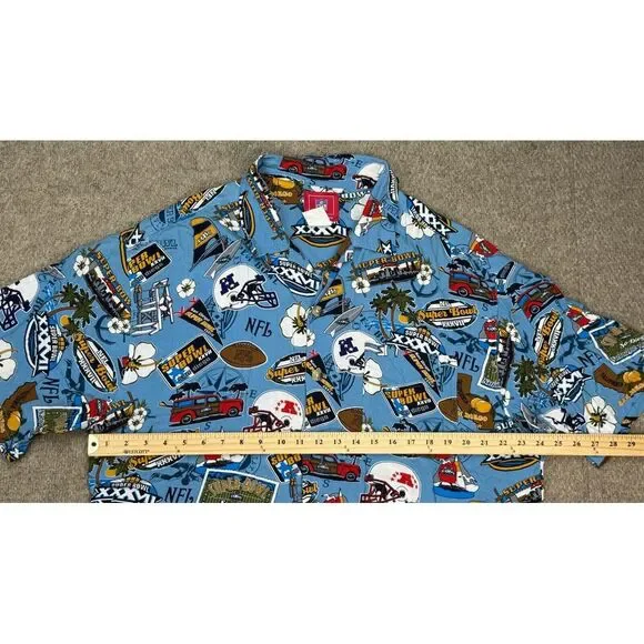 NFL Vintage Superbowl XXXVII Button Up Short Sleeve‎ Hawaiian Shirt Size Large - Picture 10 of 12